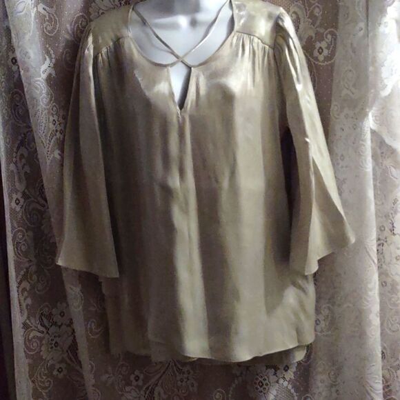 Cato Tops - New Cato Women's Size L Top Fairycore Shimmer Green One Button Close 3/4‎ Sleeve